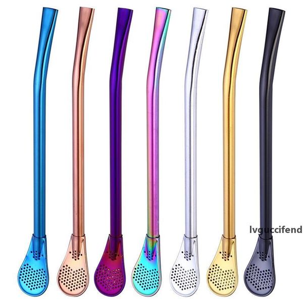 

stainless steel straws spoon stirring stick tea filter drinking straw teaspoon coffee filter spoon kitchen accessories bar tools dhl free