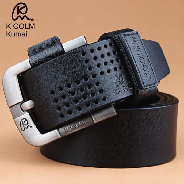 

lengthened men's belt buckle casual large size pin pin fat trousers leather cowhide belt, Black;brown