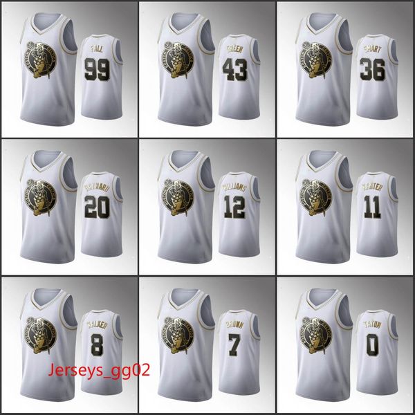 

boston celtics men jayson tatum jaylen brown kemba walker enes kanter tacko fall 2020 white golden edition nba custom jersey, Black