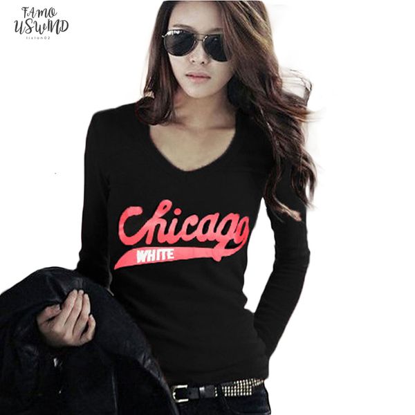 

patchwork red t shirt women korean style clothes women v neck t shirt long sleeve slim tshirts women casual shirt femme, White