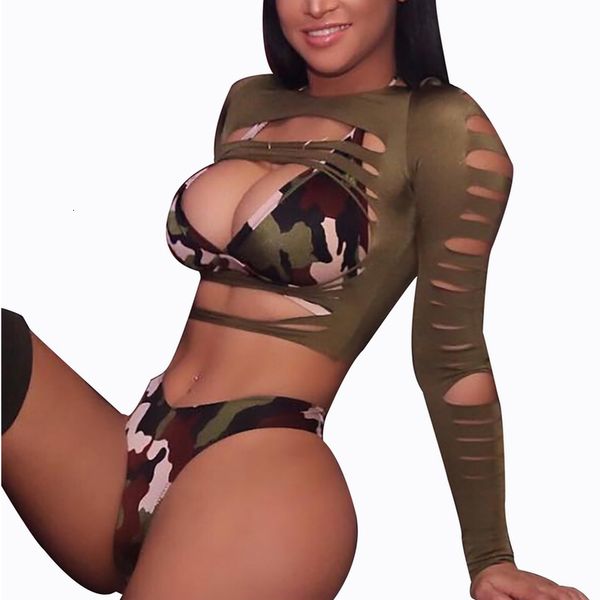 

2020 women swimsuit female camouflage printing three piece bikini suit swimwear beachwear holiday bathing suit, White;black