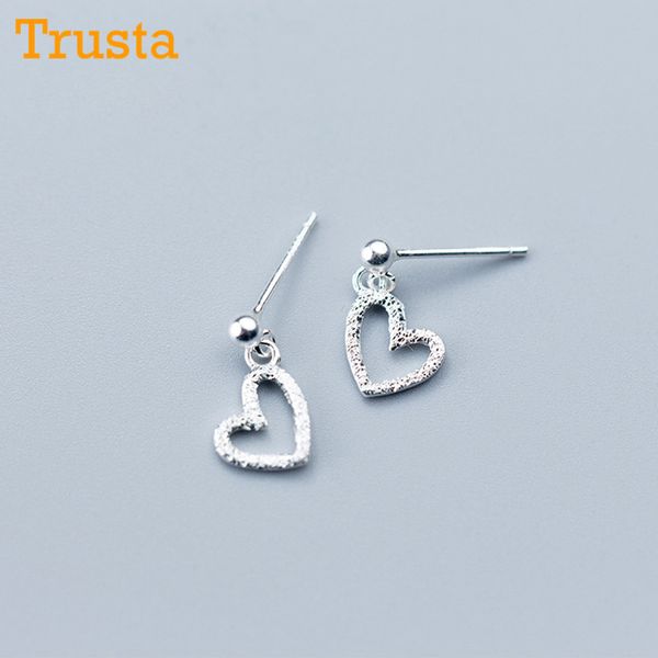 

stud trusta 100% 925 sterling silver jewelry women fashion tiny 8mmx8mm hollow heart earrings gift for girls kids lady ds762, Golden;silver