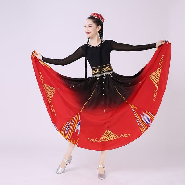 

hanfu national dance costume spanish flamenco skirts women flamenco dress performance rave outfit 360/540/720 degree dcc534, Black;red