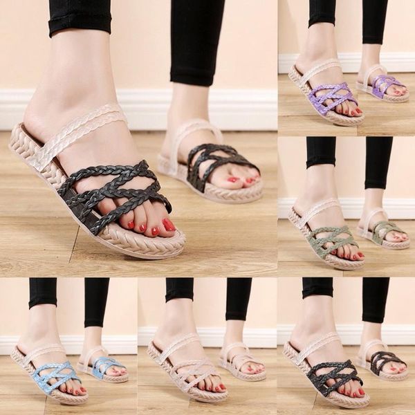 

2020 sandals women summer elastic band flat beach flip flop open toe breathable sandals shoes outdoor summer beach sandal plus, Black