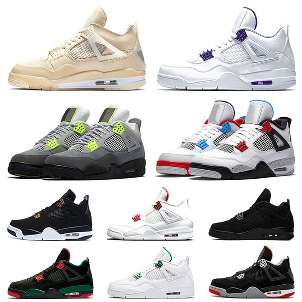 

скидка jumpman 4 4s мужские кроссовки баскетбол обувь sail неон metallic фиолетовый черный кот легкая атлетика мужчины спорт кроссовки разме, White;red