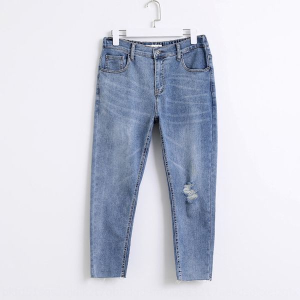 

niu daxia 6629 large size women's wear korean style ripped slimming harem pants slim skinny jeans and jeans trendy, Blue