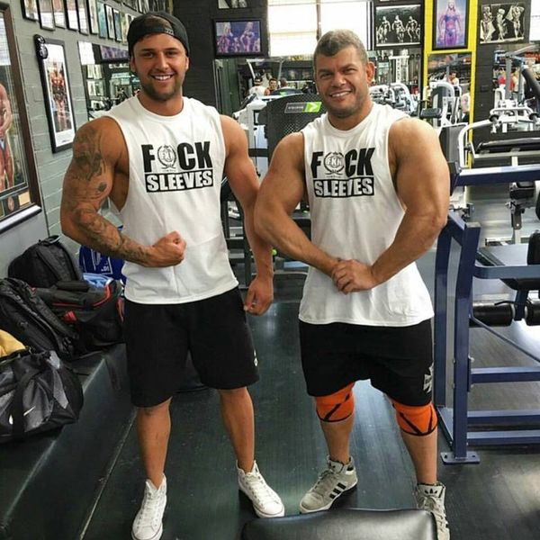 

ob3ph new muscle brothers fitness fknacks wear summer sports breathable cotton sleeveless men's new muscle vest vestbrothers fitness fk, Black;white