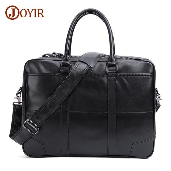 

briefcases joyir genuine leather men briefcase business15.6" tote lapbag male casual crossbody cow handbag