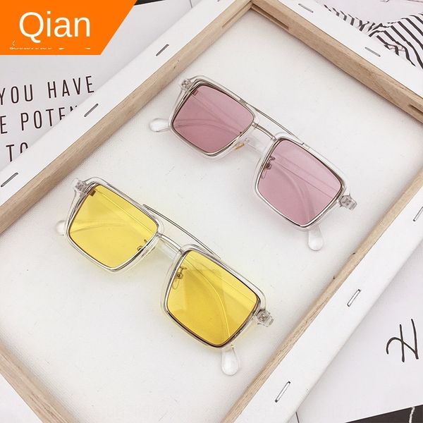

2020 new fashion box children's sun children's travel sunshade sunglasses uv-proof personalized glasses, Blue