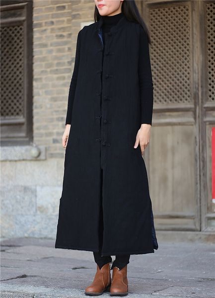 

winter warm artistic lengthened cotton 3 colors winter warm artistic lengthened vest cotton vest 3 colors, Black;white