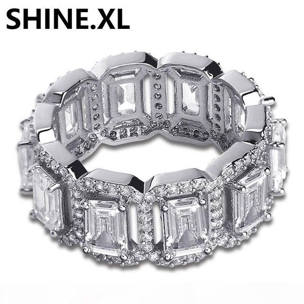 

новые мужские кольца золото серебро цвет высочайшее качество bling bling ice out square cz hip hop punk ring кубинский link chain, Silver