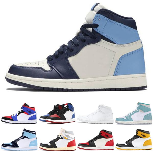 

new jumpman 1 1s mens basketball shoes court purple pine green obsidian women bred toe uncmen sneakers sports shoes 36-46