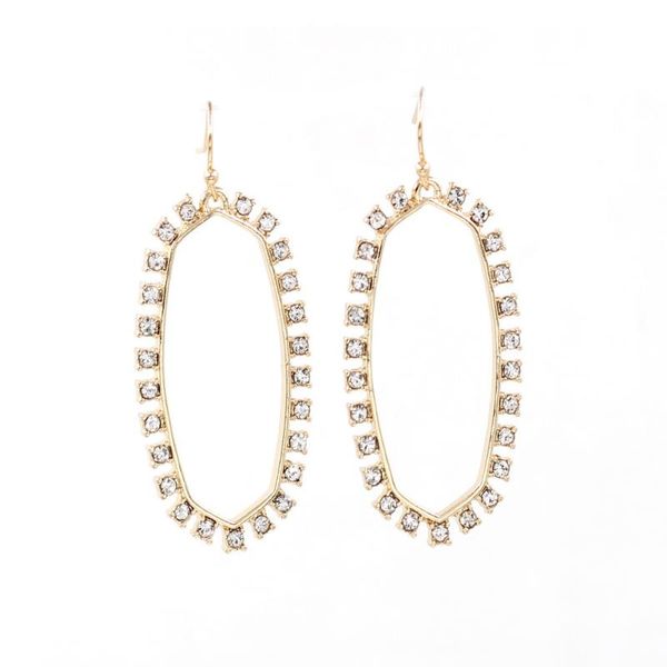 

fashion hollow oval crystal frame earrrings for women, Silver