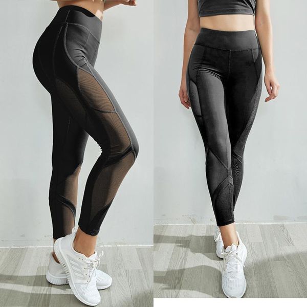 

mesh quick-drying running pants women nylon sports wear for ladies fitness women's tight yoga pants leggings jogging femme, Black;blue
