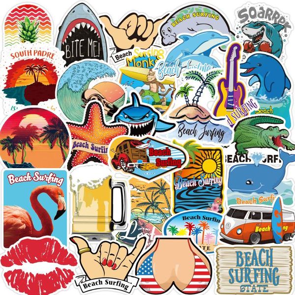 

3 sets=300pcs small fresh summer beach vacation skateboard stickers trolley case notebook stickers