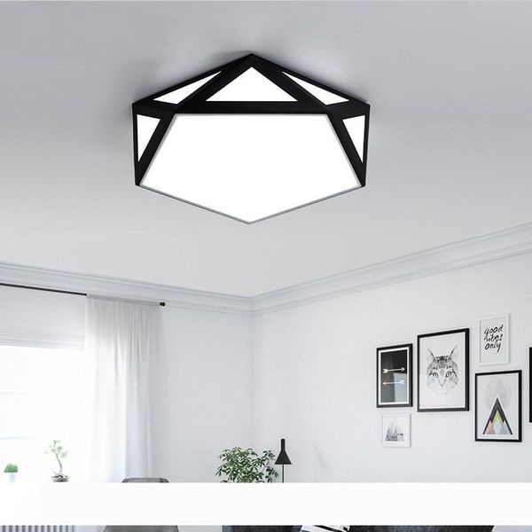 

2019 new modern black white led ceiling chandeliers for living room bedroom hallway iron polygon led chandeliers lighting lampadas