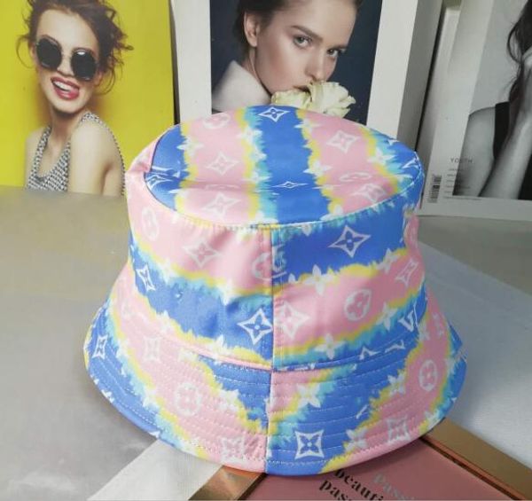 

letter print letter cap street hip-hop fashion rainbow gradient ramp hat 2 color bucket hat cap mens designer hats caps women, Blue;gray