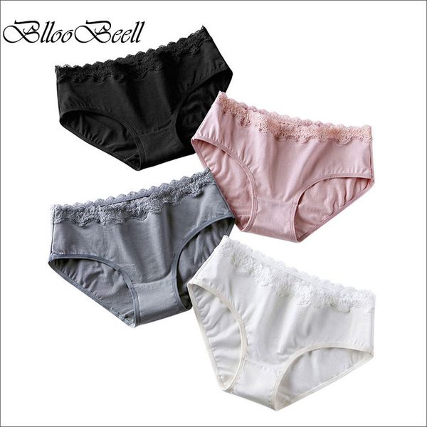 

blloobeell women's cotton underwear briefs girls panties for women lace pants mid low-rise ladies lingerie comfortable cute, Black;pink
