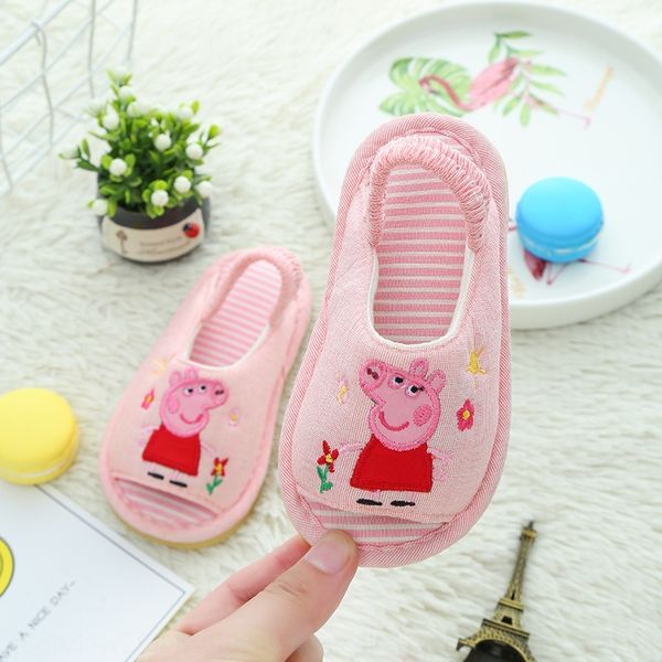 

piglet page autumn 1-5 years old child child baby tong mian xie cotton shoes tong mian xie shoes baby open home slippers cotton mop, Black;grey