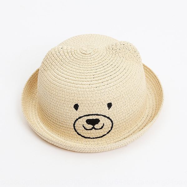 

cat ear children's korean style bear straw baby sunshade straw hat infant children's hat, Blue;gray