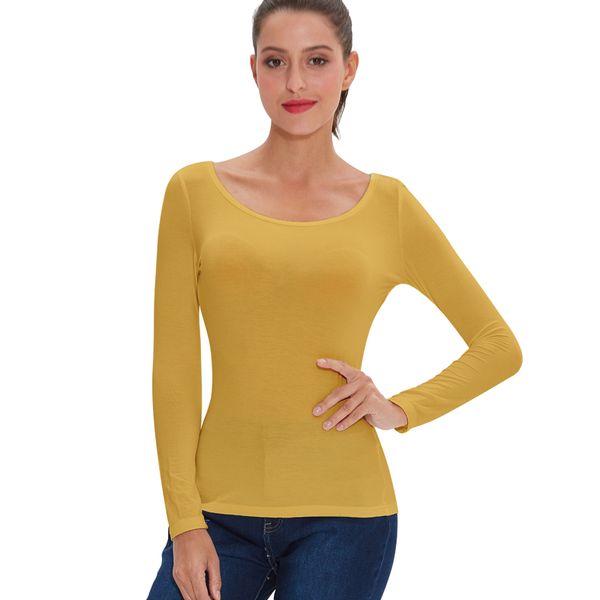 

2pcs / 3шт пакет вискоза спандекса дно рубашки женщина с длинным рукавом блузка эластичным удобной майкой m046round, White