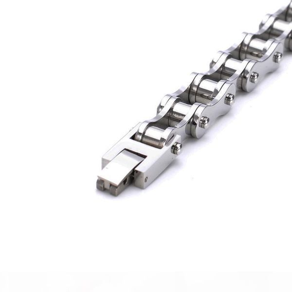 

titanium steel biker bicycle chains bracelet classic style wristbands brace lace male trendy jewelry boys accessories 21.5cm, Black
