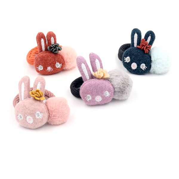 

korean version of the new children's hair circle cartoon woolen wide rubber band ring hair rope girl accessories, Slivery;white