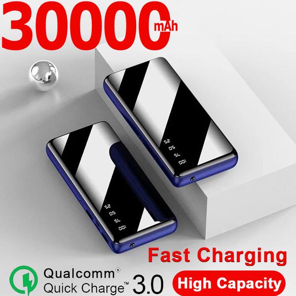 

power bank 30000mah portable fast charging led lighting travel external battery suitable for xiaomi samsung outdoor charger