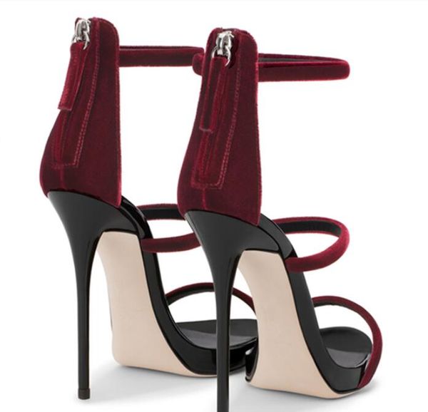 

brand design 2018 new a word with high-heeled sandals women high-heeled velvet sandals women banquet high heel sandals wedding shoes, Black