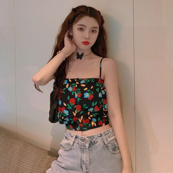 

2020 new printing bra -exposed chest-wrapped short navel vest shoulder strap vest shoulder strap female, Camo