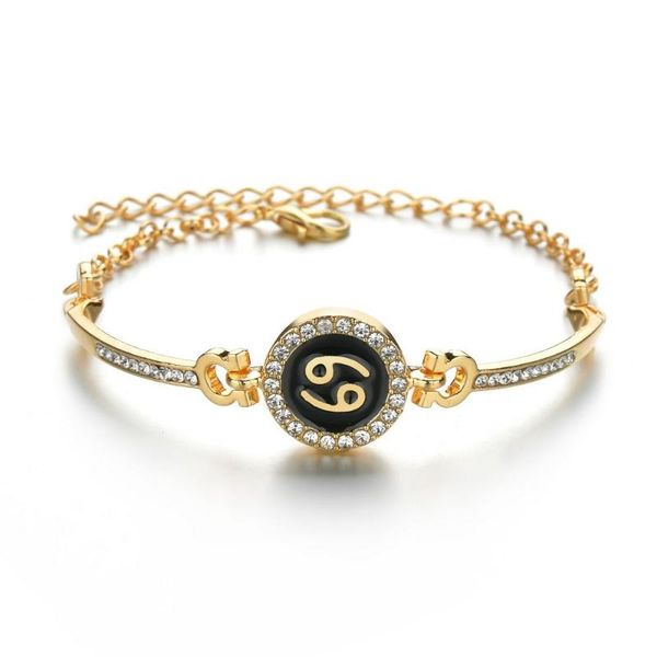 

2020 new design women constellation bangles crystal bracelets charms jewelry female bangle gothic bijoux girl gift, Black
