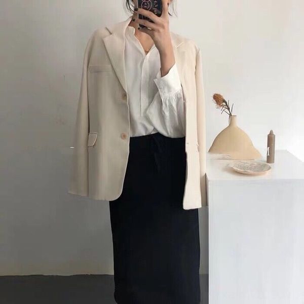 

шикарный маленький пиджак куртка женская осень 2019 весна деловой одежды корейский стиль черный случайные ины костюм, White;black