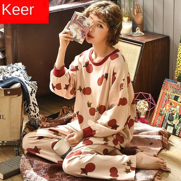 

chun пижамы pajamaskeer новые пижамы сезона хлопка женщин с длинными рукавами домашней одежды корейский милый дом одежды двухсекционный кост, Blue;red