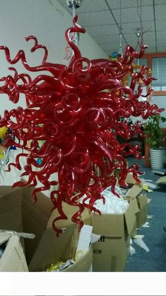 

ruby red 100% hand blown glass led ce ul modern style chandelier light fixture