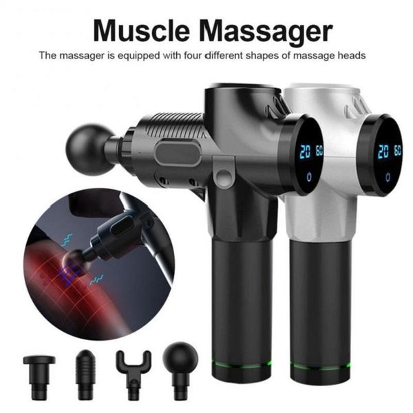 

lcd display muscle massage gun electric body massager vibration fitness equipment for pain relief body relax deep tissue muscle