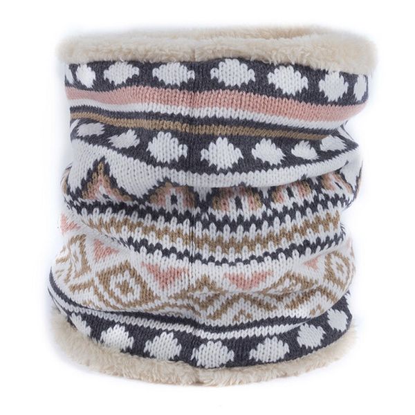 

теплый шарф рождество печатные трикотажные шарфы флис унисекс зима один круг мужчины женщины женщины упругие knit шеи подогреватели ah08, Black