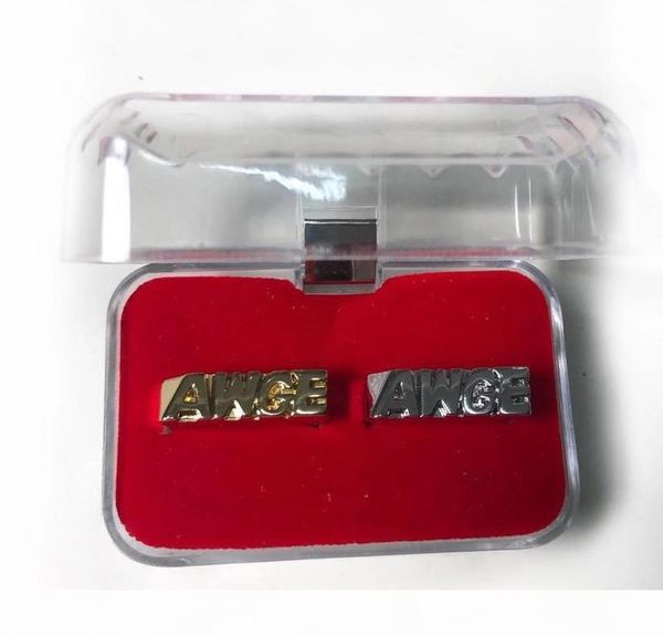 

awge classic letter ring finger ring asap rocky with gold and silver two-color spot drilling smooth surface