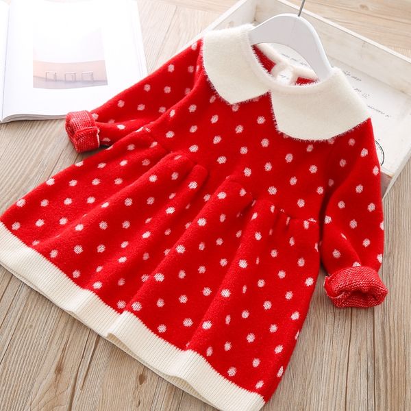 

korean style children's children's clothing short skirt clothing 2019 girlsskirt polka dot sweater mink velvet baby sweater 2615, Blue