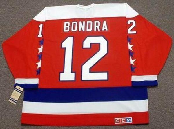 

men women youth peter bondra washington capitals 1990 ccm vintage old hockey jersey all stitched quality any name any number goalie cut, Black;red