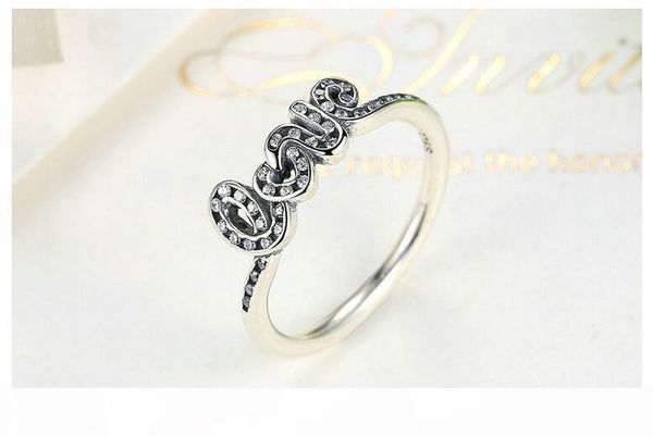 

в акции серебро 925 sterling винтажные кольца ювелирные изделия национальный стиль алмазный любовное письмо для женского или мужского пола, Golden;silver