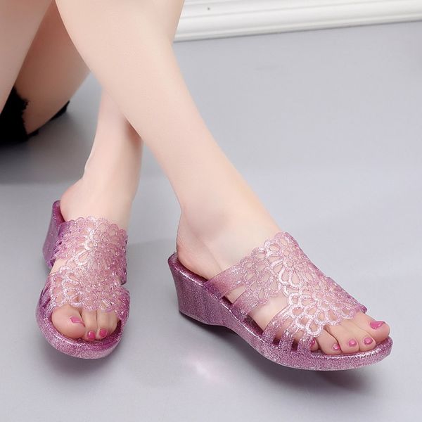 

2020 woman slippers shoes women flip flops transparent slippers women shoes outside home sandals beach, Black