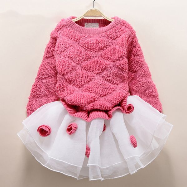 

girls dresses long sleeve patchwork christmas clothes wedding party dress for girl children clothing winter dresses, White