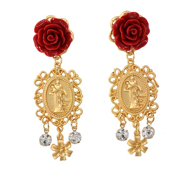 

мода женщины урожай rhinestone барокко стиль люкс кристалл элегантные цветы преувеличены серьги длинные мотаться, Silver