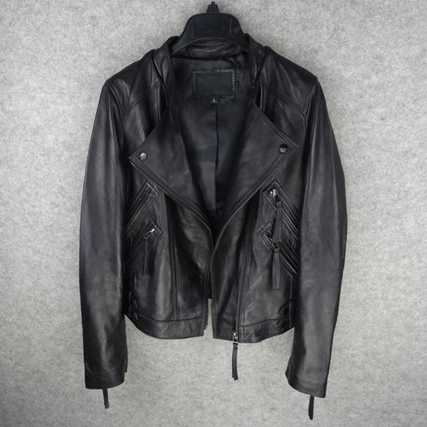 

women's leather & faux brand 2021 luxury genuine jacket women black fashion slim motorcycle biker sheepskin real short coats female
