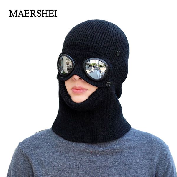 

winter hat glasses skullies beanies hats winter beanies for men women wool scarf caps balaclava mask gorras bonnet knitted hat, Blue;gray