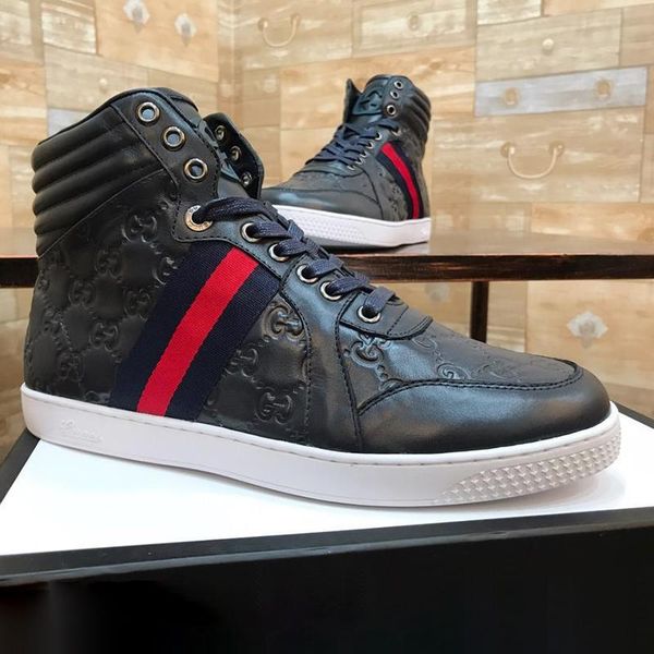 

men 's ace signature high sneaker mens shoes new arrival outdoor walking breathable shoes lace -up fashion casual men boots manner, Black