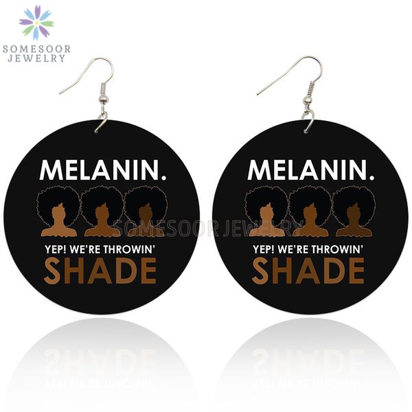 

somesoor africa melanin wooden drop earrings black throwin shade afro natural hair wood dangle jewelry for women christmas gifts, Silver