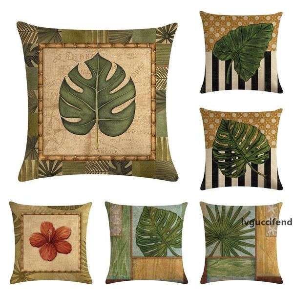 

retro tropical leaves pattern pillow cushions cover bedroom chair sofa lumbar linen pillow cases home decorative throw pillows