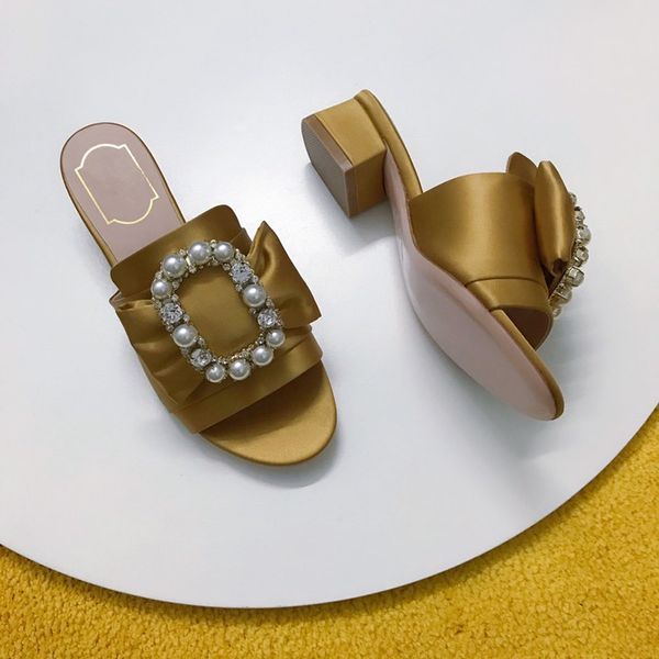 

women's rhinestone low-heel slippers colorful pearl designer work summer women's sandals dress shoes classic trend fashion 01d cs0, Black