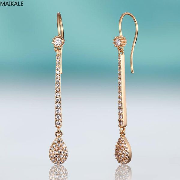 

maikale классический water drop мотаться серьги для женщин медь цирконий золото длинные серьги мода fine jewelry party для подарков, Silver
